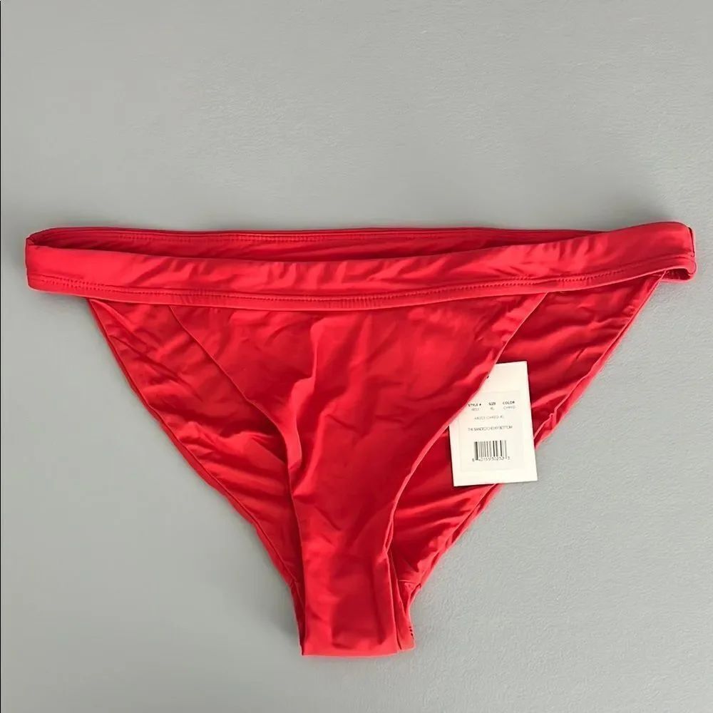 NWT Andie Swim THE BANDED CHEEKY BOTTOM in Flat Cherry Red Size XL